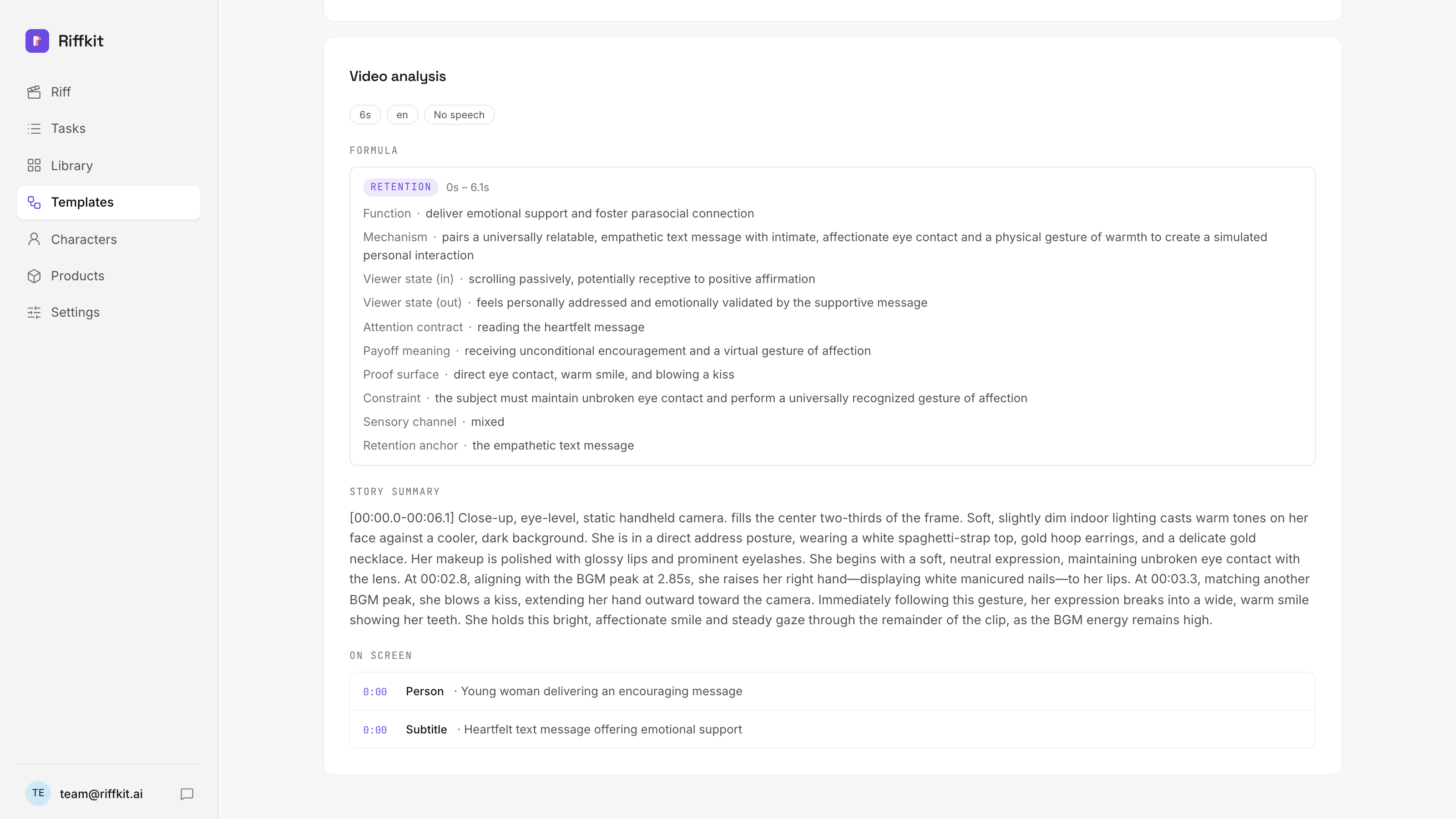 Formula analysis — what Riffkit extracts from a winning video