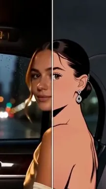 One video split in two: the original on the left, its Swap as anime on the right.